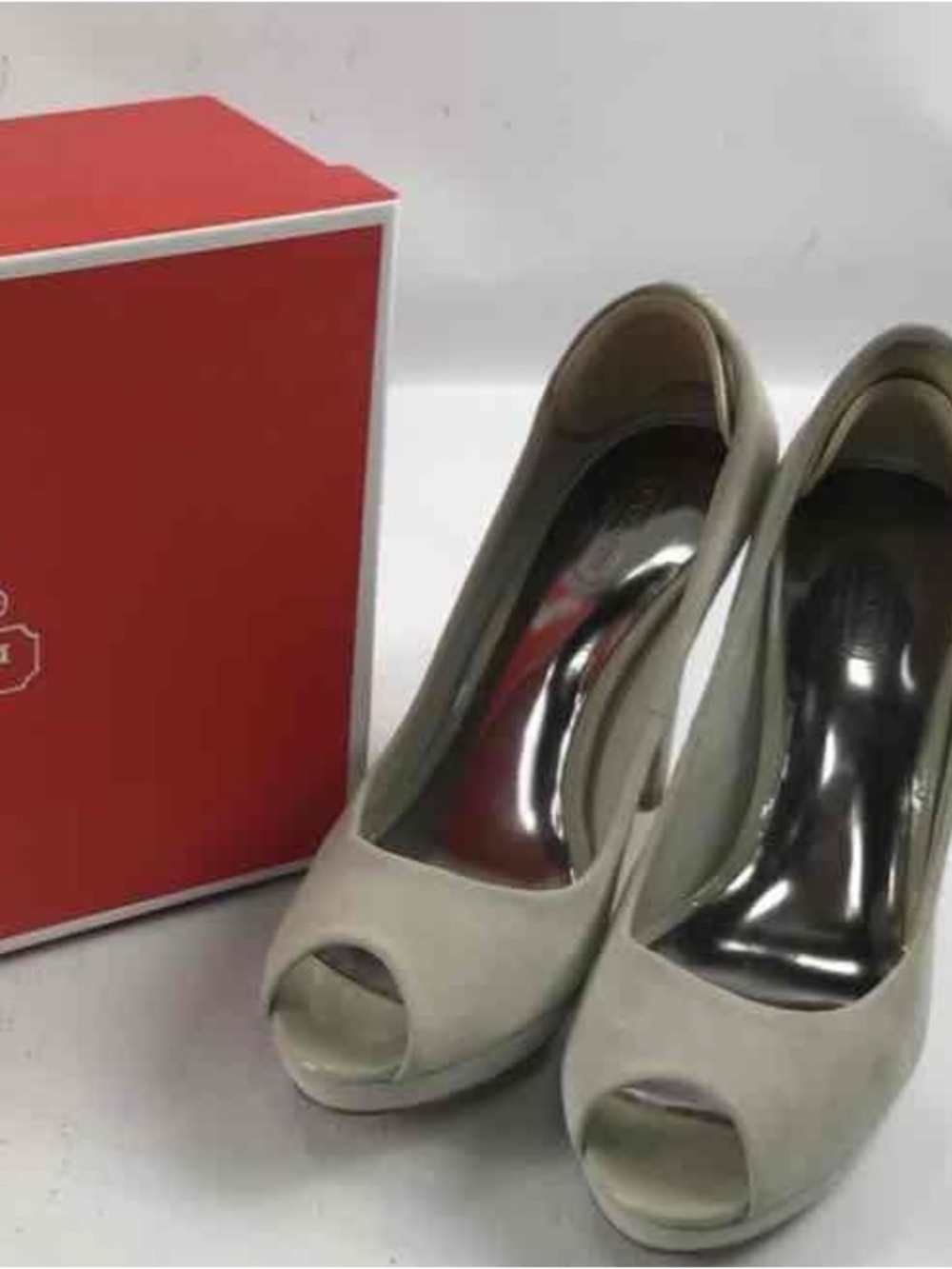 Coach Selma Kid Suede Cloud Peep Toe Platform Stiletto Heels Size 7.5